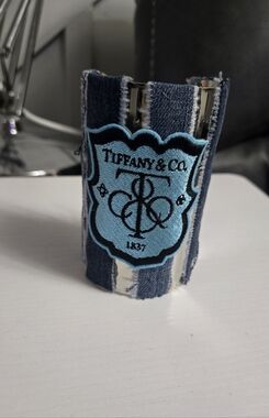 Upcycled  Blue Shield Patch Denim Cuff
